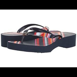 Tory Burch cutout wedge flip flops - so preppy!